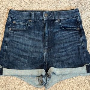 American Eagle Curvy Super Hi-Rise Shortie Denim Shorts - Dark Wash